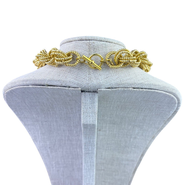 Anne Klein Womens Gold Tone Woven Rope Chain Necklace Adjustable Vintage