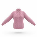 Karen Scott Women’s Pink Cable Knit Sweater Pearl Button Mock Neck Size L