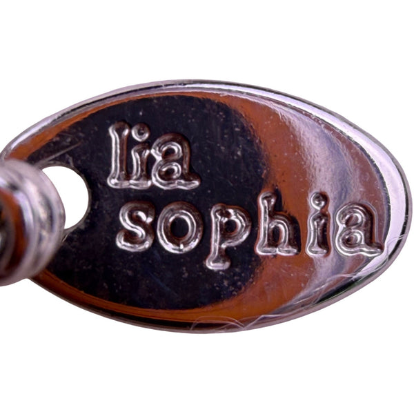 Lia Sophia Women Silver Tone Necklace W/ Blue Pendant Adjustable Length Jewelry