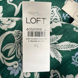 Loft Womens Green Floral Lyocell Short-Sleeve Button-Up Shirt Size XL