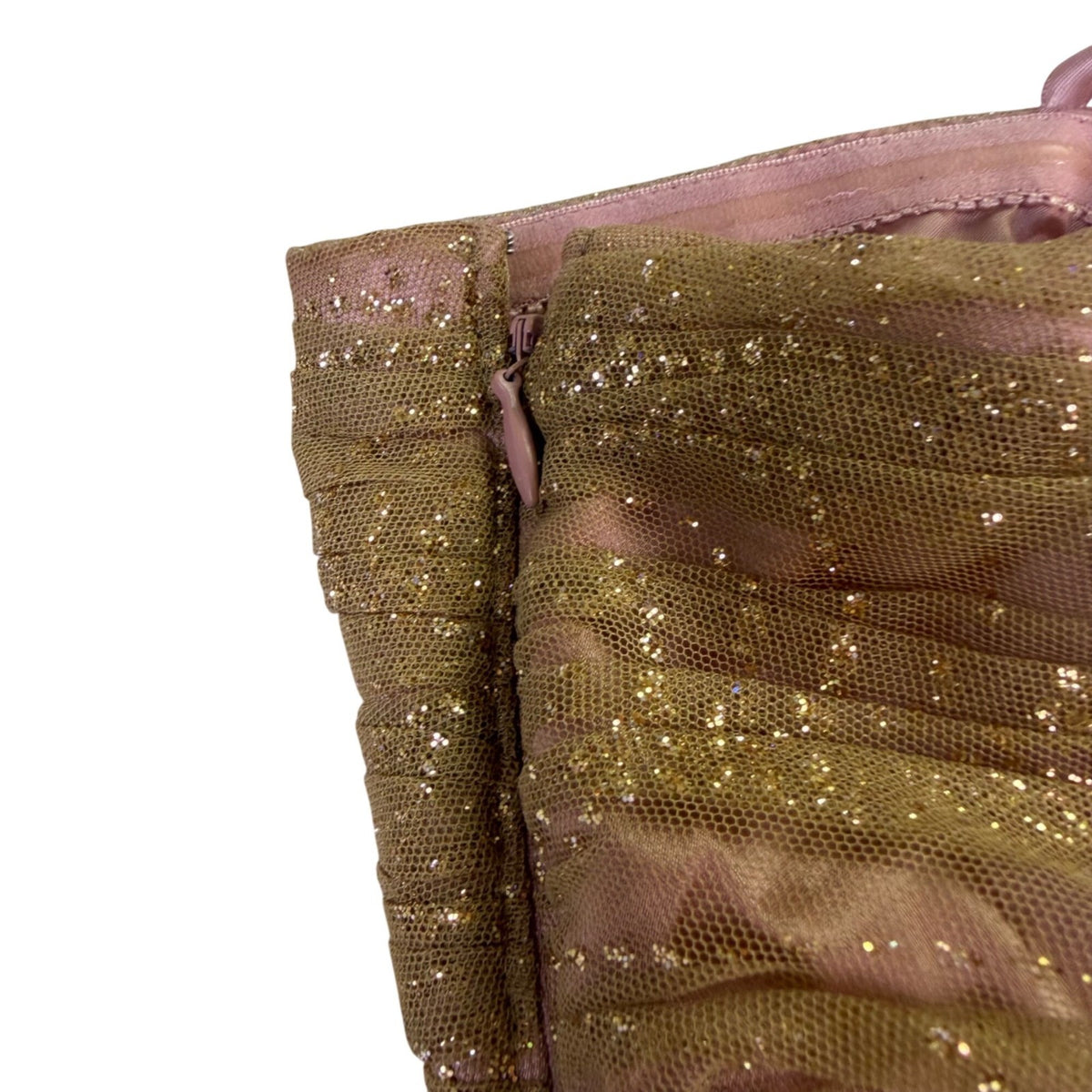Hailey Adrianna Papell Womens Gold Glitter Mesh Strapless Dress Elegant Size 12