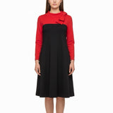 Sara Campbell Womens Red & Black Rayon Blend A-Line Dress Bow Accent XS