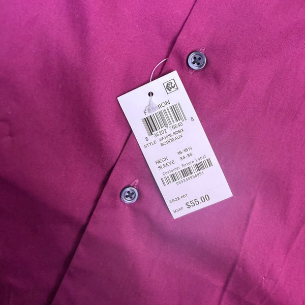 Alfani Mens Purple Cotton Blend Slim Fit Stretch Dress Shirt Size L 16-16.5