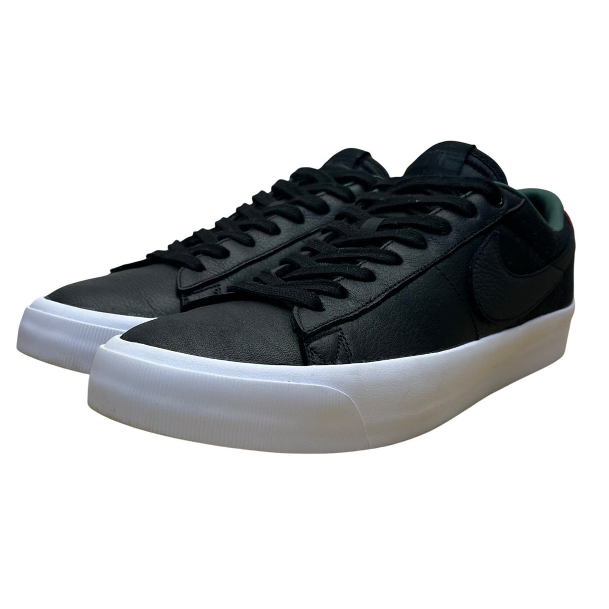 Nike Mens Black & Green Leather Low-Top Classic GT Sneakers Size 11.5