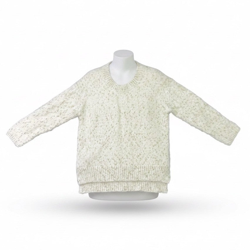 Alia Womens White Sweater With Metallic Gold Thread Pullover Style Sz S