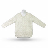 Alia Womens White Sweater With Metallic Gold Thread Pullover Style Sz S