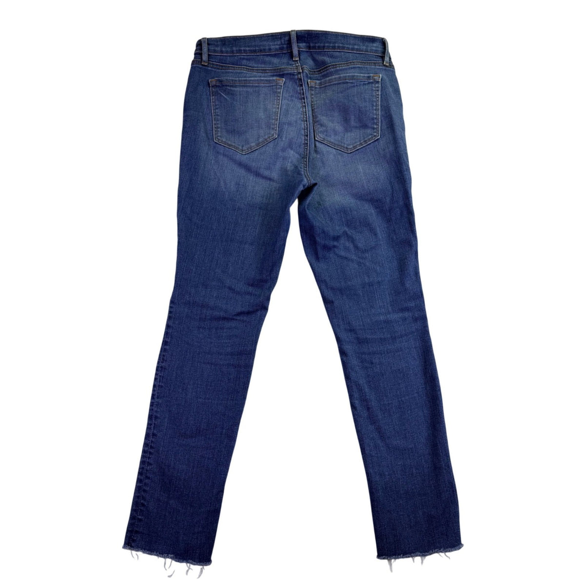 Ann Taylor Loft Womens Blue Denim Jeans Raw Hem Slim Straight Mid-Rise Size 30
