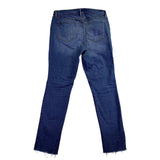 Ann Taylor Loft Womens Blue Denim Jeans Raw Hem Slim Straight Mid-Rise Size 30