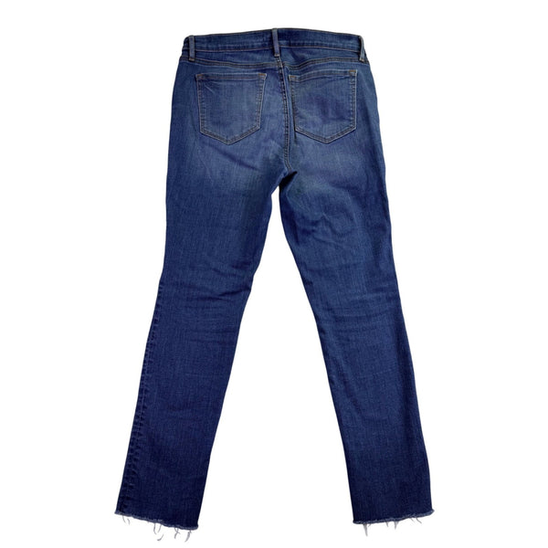 Ann Taylor Loft Womens Blue Denim Jeans Raw Hem Slim Straight Mid-Rise Size 30