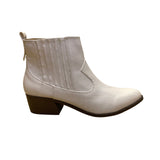 Arula Women’s White Faux Embossed Leather Western Block Heel Ankle Boots Size 8W