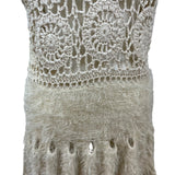 Soho Chick Womens Beige Crochet Knit Shawl Collar Vest Medium Acrylic Open Front