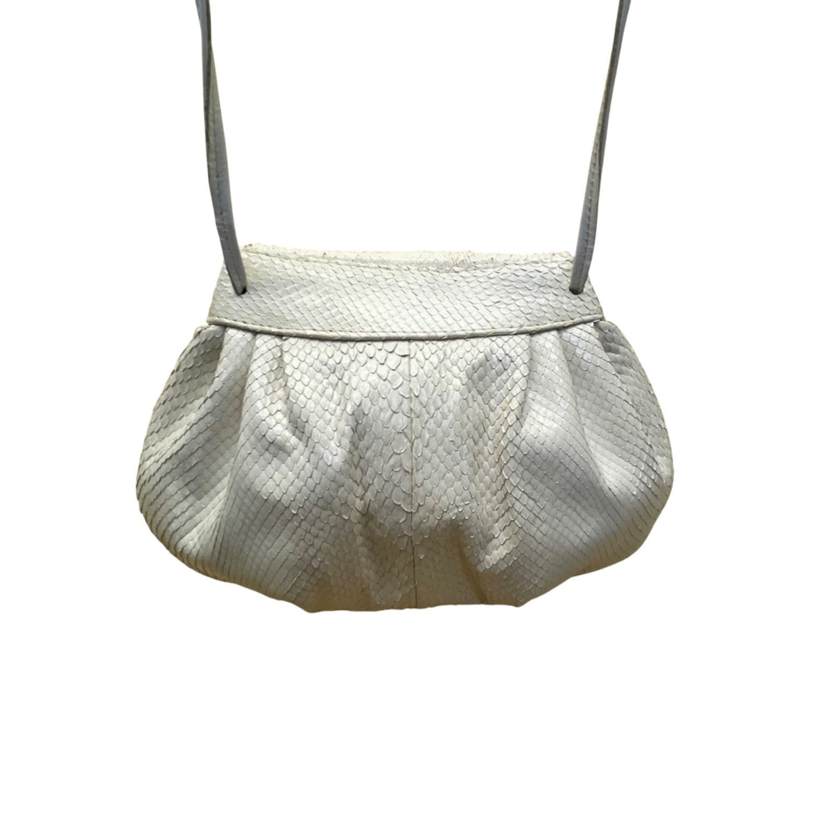 Novita Krishan Women’s White Snakeskin Embossed Rhinestone Clasp Crossbody Bag