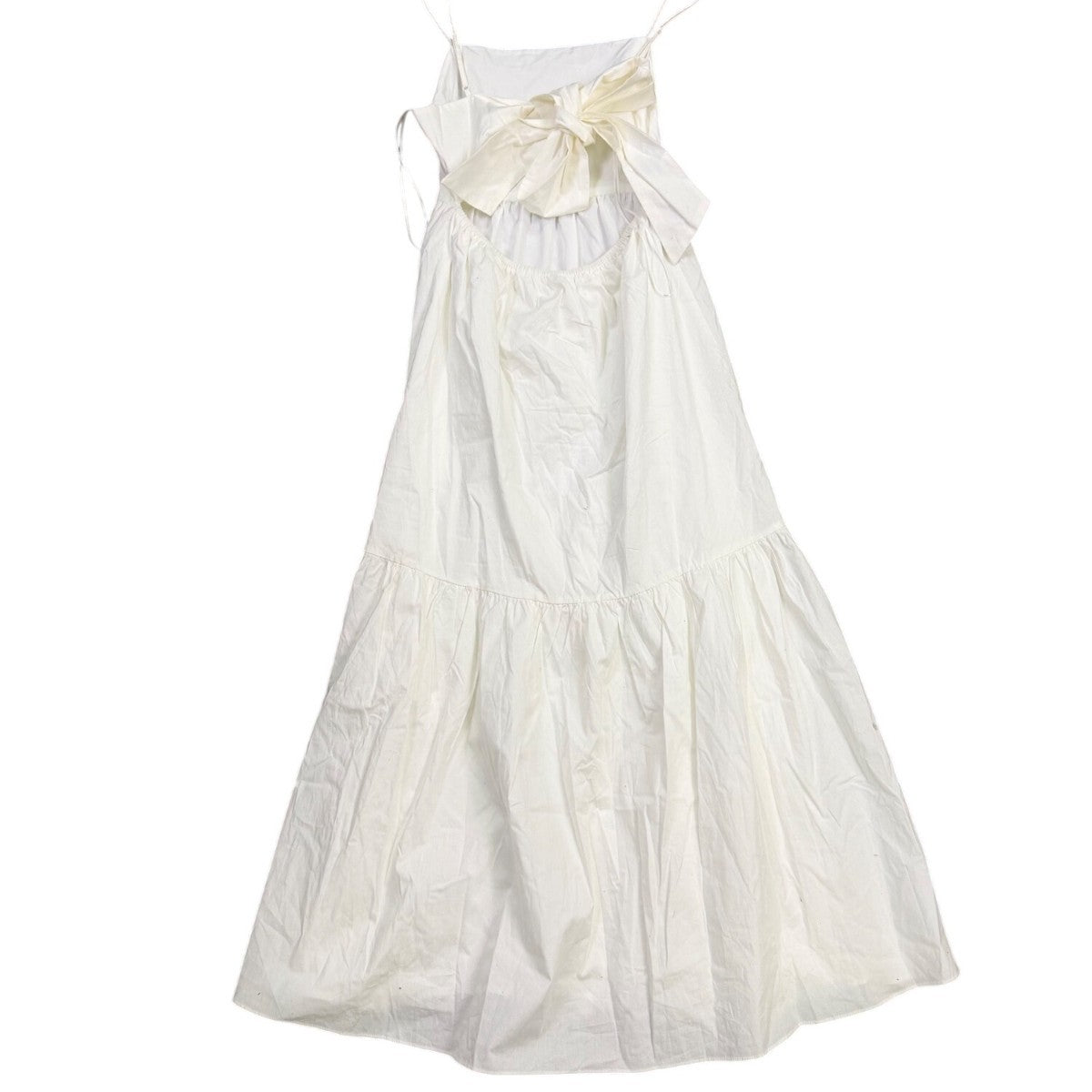 Wayf Womens White Cotton Maxi DressSleeveless Back Bow Detail Size XS