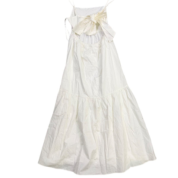 Wayf Womens White Cotton Maxi DressSleeveless Back Bow Detail Size XS