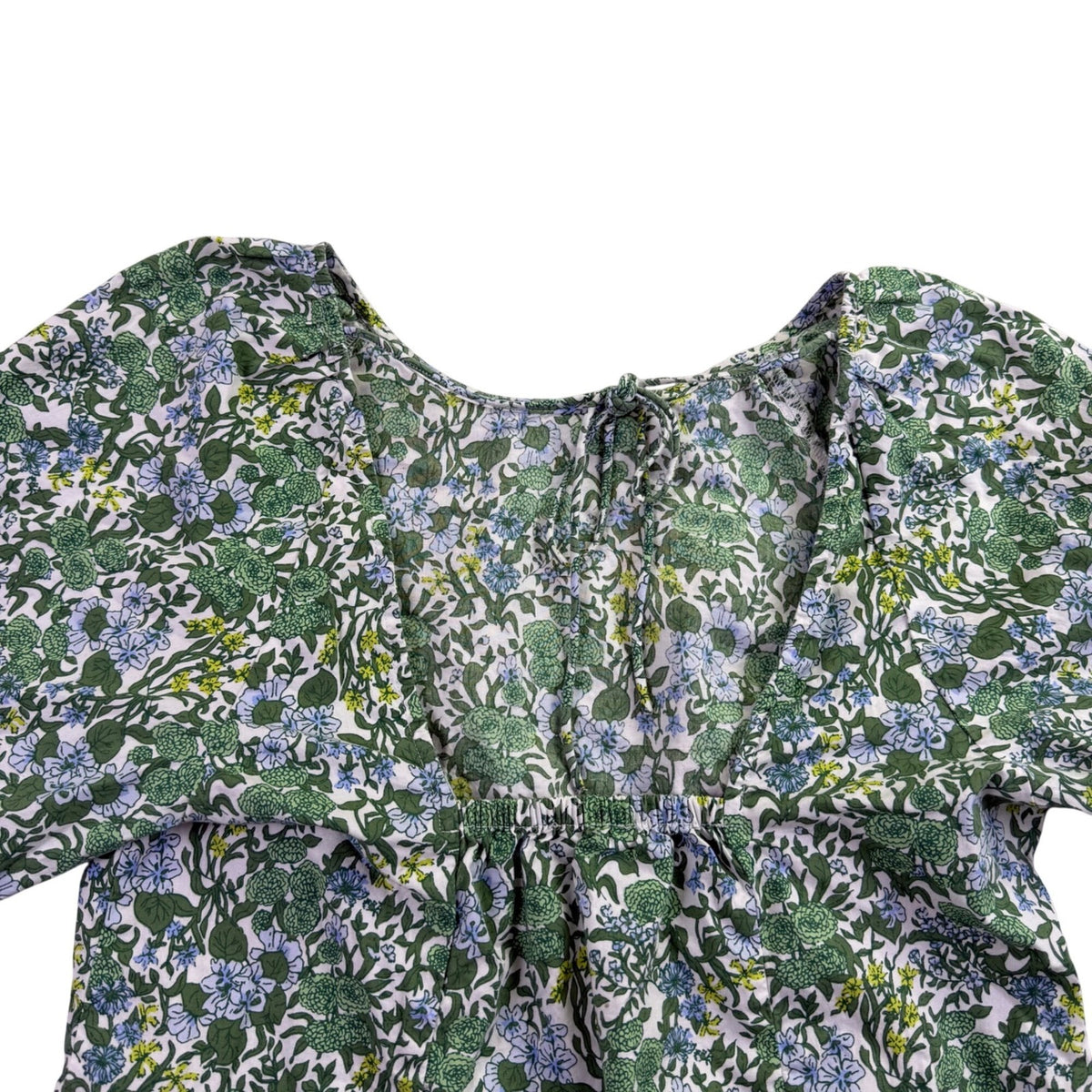 J.Crew Womens Green Floral Long Sleeve Blouse Lightweight Top