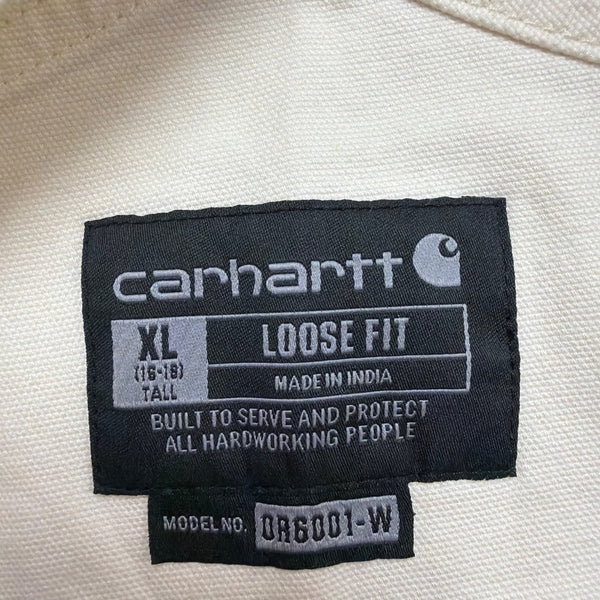 Carhartt Womens White Canvas Rugged Flex Bib Overalls Loose Fit Sz XL (16-18)