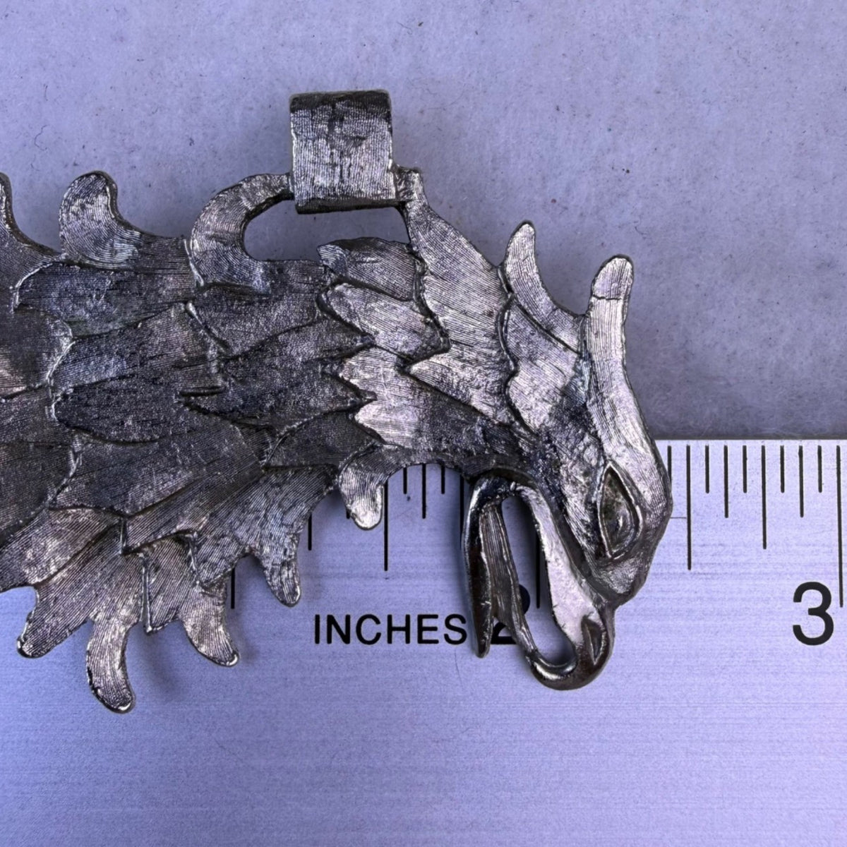 Vintage Eagle Silver Tone Metal Belt Buckle Unique Feather Textured Design