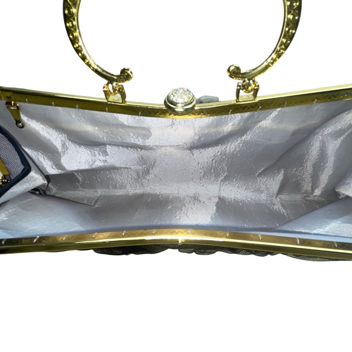 Vintage Black Mesh Fairy Themed Handbag With Gold Frame Unique Evening Bag