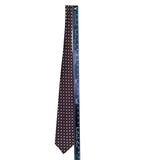 Faconnable Mens Burgundy Silk Patterned Tie Geometric Print 100% Silk