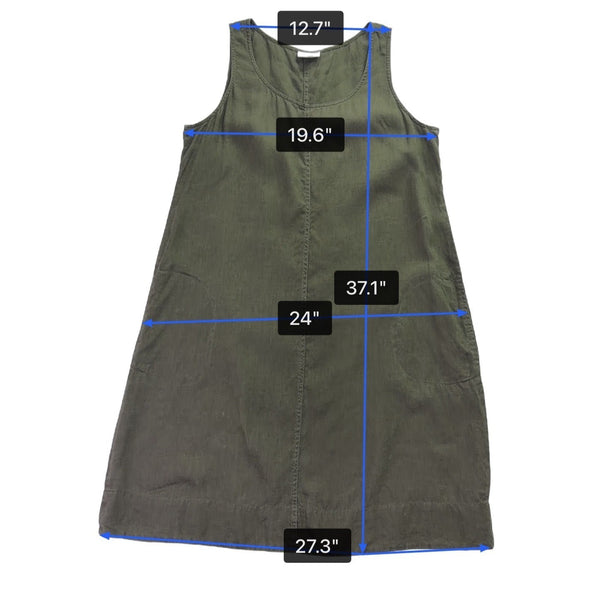 J Jill Womens Olive Linen Tank Shift Dress Sleeveless Relaxed Fit Size M