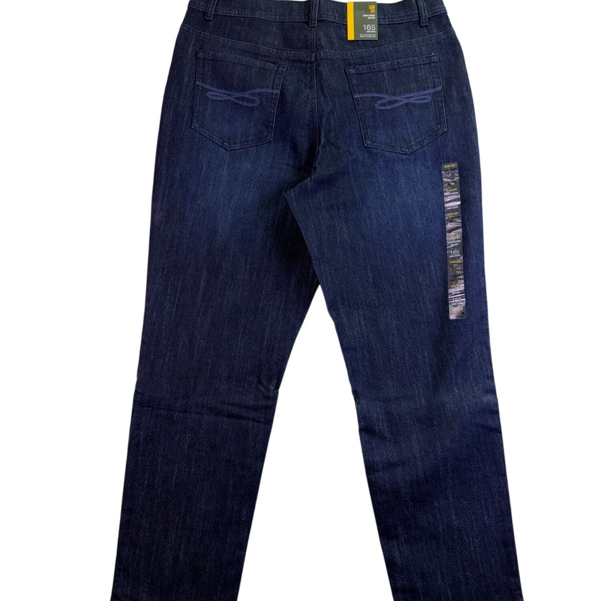 Style & Co Womens Dark Wash Denim Slim Leg High-Rise Tummy-Control Jeans Sz 16S