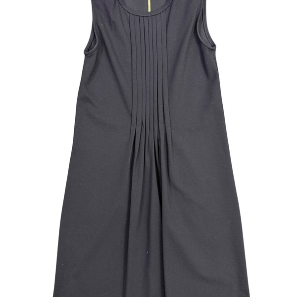 Piazza Sempione Womens Black Sleeveless Pleated A-Line Dress Made In Italy Sz L