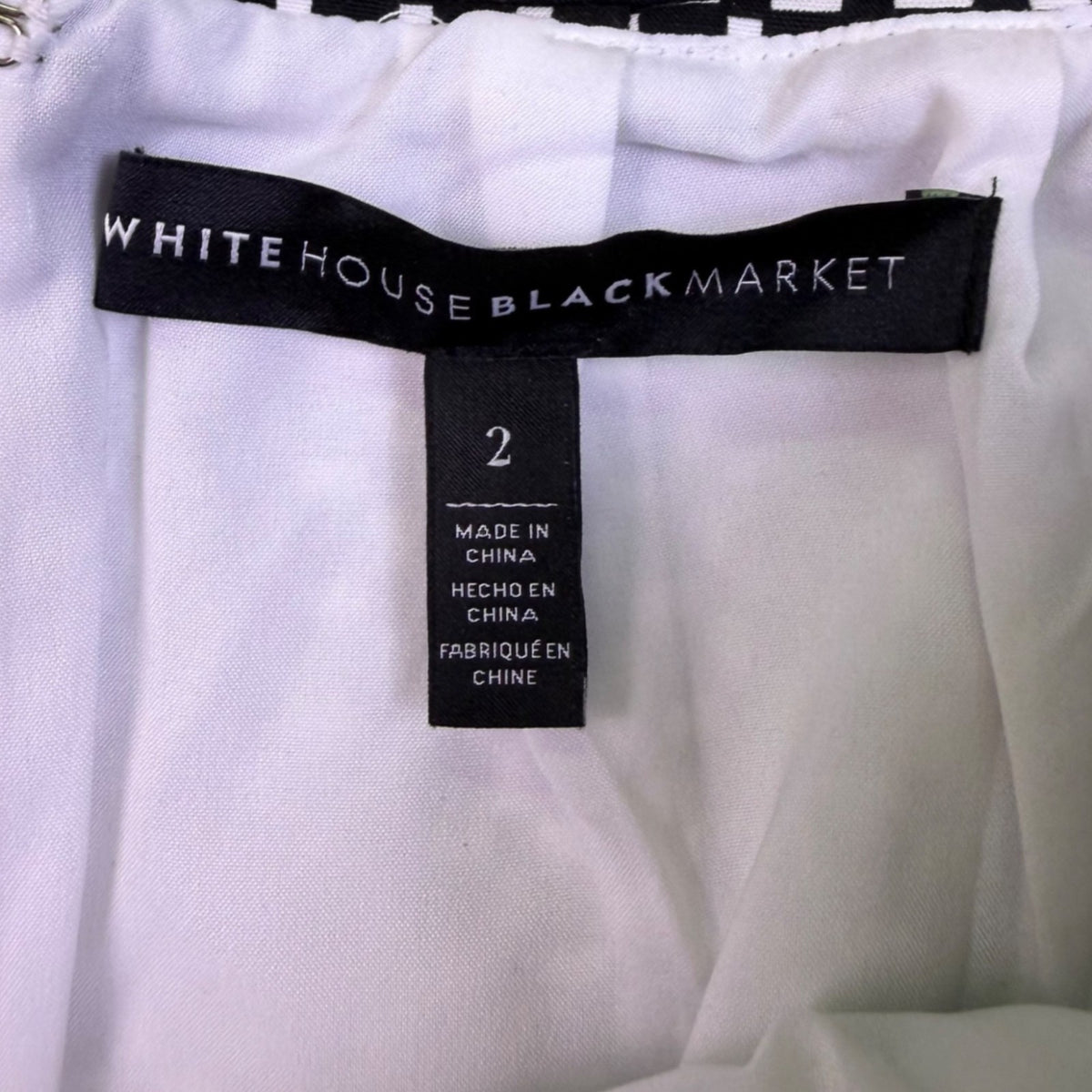 White House Black Market Womens Black & White Cotton Blend Pencil Skirt Size 2