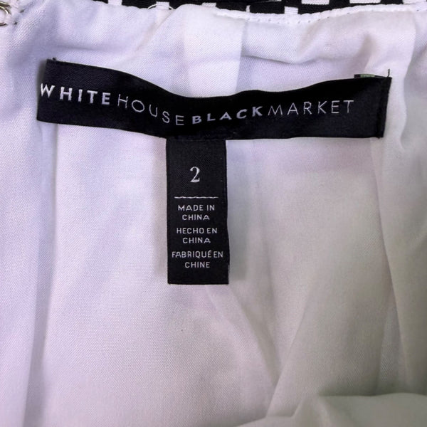 White House Black Market Womens Black & White Cotton Blend Pencil Skirt Size 2