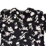 Franne Golde Womens Black & White Floral Boho Long Sleeve Maxi Dress Size L