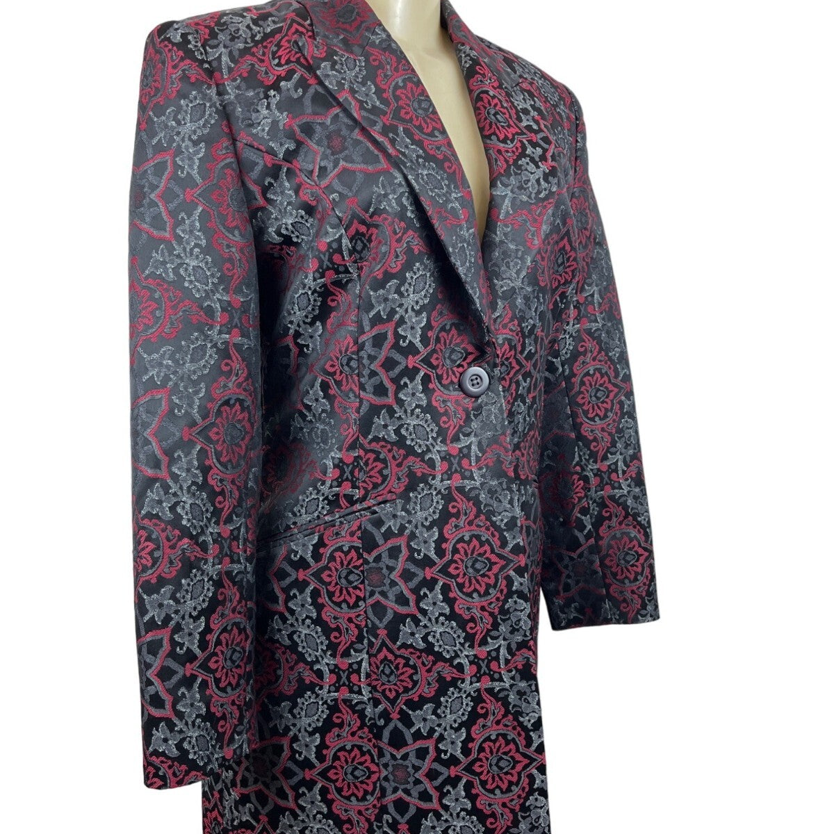 Classiques Entier Women's Black and Burgundy Floral Blazer Size 8 (EUR 38)