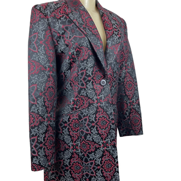 Classiques Entier Women's Black and Burgundy Floral Blazer Size 8 (EUR 38)