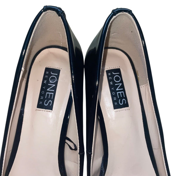 Jones New York Women’s Black Patent Low Block Heel Audley Pumps Size 8.5M