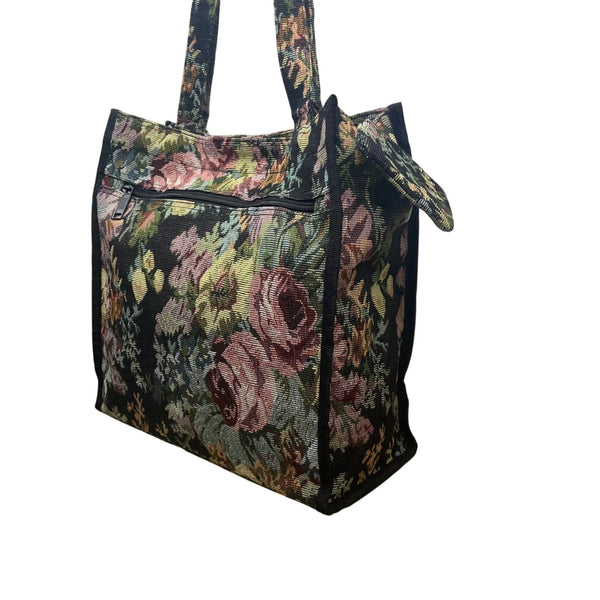 Jade Women’s Green Multicolor Fabric Floral Tapestry W Coin Pouch Shoulder Tote 