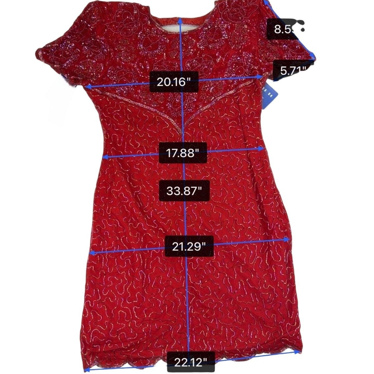 Swee Lo Womens Red Silk Beaded Cocktail Party Dress Rayon Lining Size L 10-12