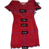 Swee Lo Womens Red Silk Beaded Cocktail Party Dress Rayon Lining Size L 10-12