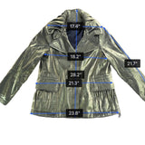 Hilary Radley Women’s Metallic Green Jacket Drawstring Long Sleeves Sz L
