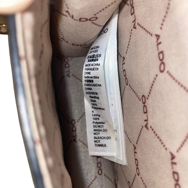 Aldo Women’s White Faux Leather Chain Handle With Gold Lion Detail Crossbody Bag