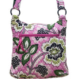 Vera Bradley Women’s Pink & Green Quilted Floral Print Adjustable Crossbody Bag