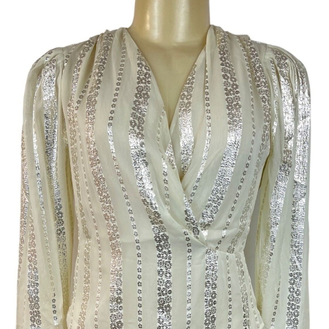 Mango Women's White Wrapped Blouse Sz 2