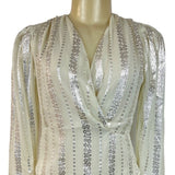 Mango Women's White Wrapped Blouse Sz 2