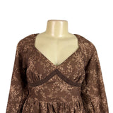 Altard State Womens Brown Cotton Floral Print Long Sleeve Tiered Mini Dress Sz M