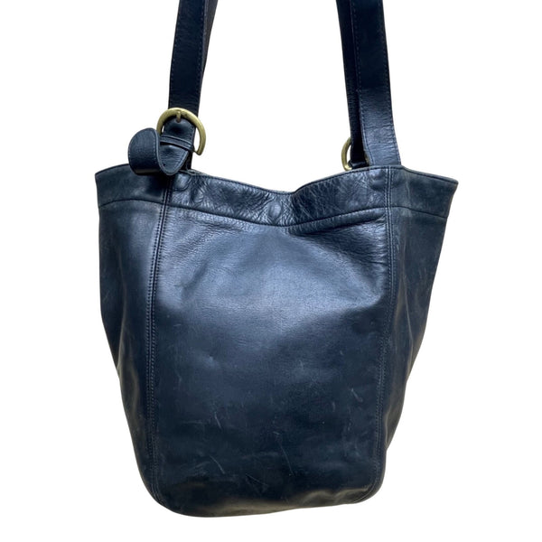 Coach Women’s Black Leather With Brass Hardware Double Handle Tote Bag