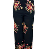Liv Los Angeles Women’s Black Floral Embroidered Wide-Leg Pants Sz S - New