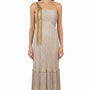 Mary McFadden Women’s Gold & Cream Pleated Satin Gown With Beaded Strap Size 6