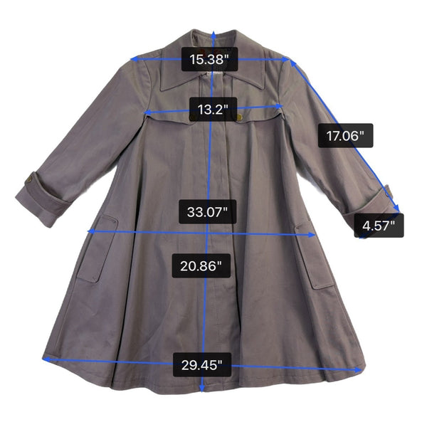 Rachel Roy Womens Grey Flared Trench Coat With Floral Lining Size XS