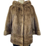 Vintage Thalhimers Women's Brown Fur Coat With 3/4 Sleeves & Hook Closure
