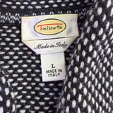Talbots Womens Black & White Wool Blend Skirt Suit Set Italy Jacket Skirt Size L