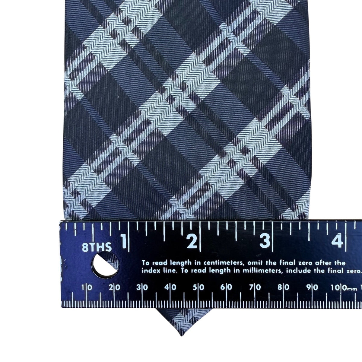 Umo Lorenzo Mens Blue Polyester Plaid Tie Classic Textured Finish Italy