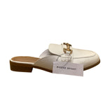 Lane Bryant Women’s White Synthetic Gold Chain Slip-On Mule Loafers Size 8W
