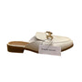 Lane Bryant Women’s White Synthetic Gold Chain Slip-On Mule Loafers Size 8W